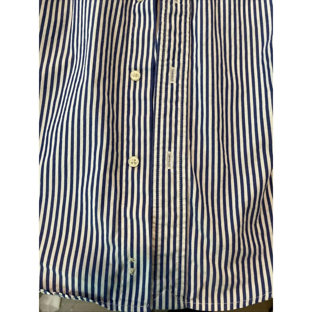 Ralph Lauren Polo Boys Size 7 Blue White Striped Button Down Shirt